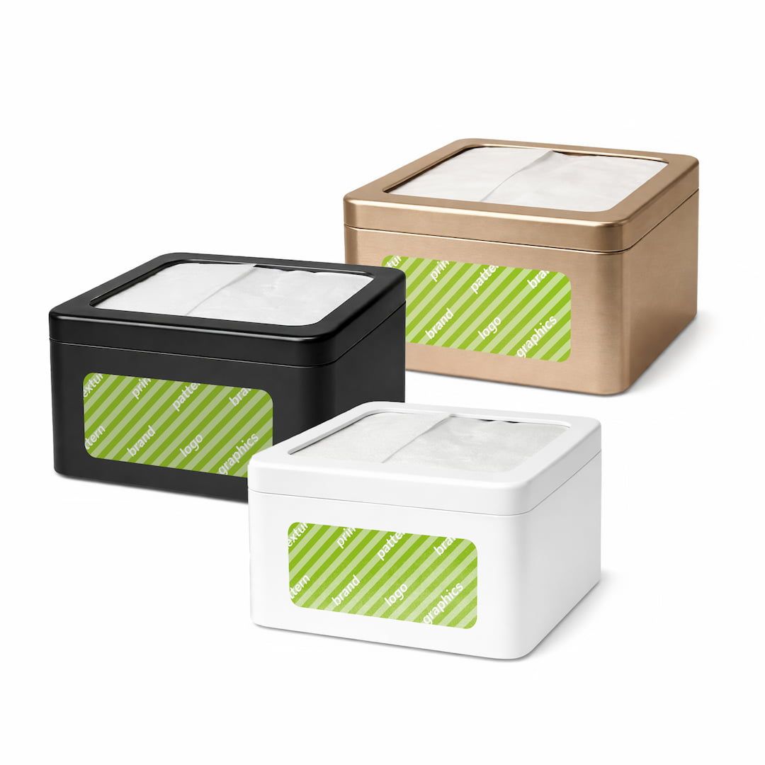 Distributore tovaglioli 17x17 cm orizzontale in LATTA - Personalizzato