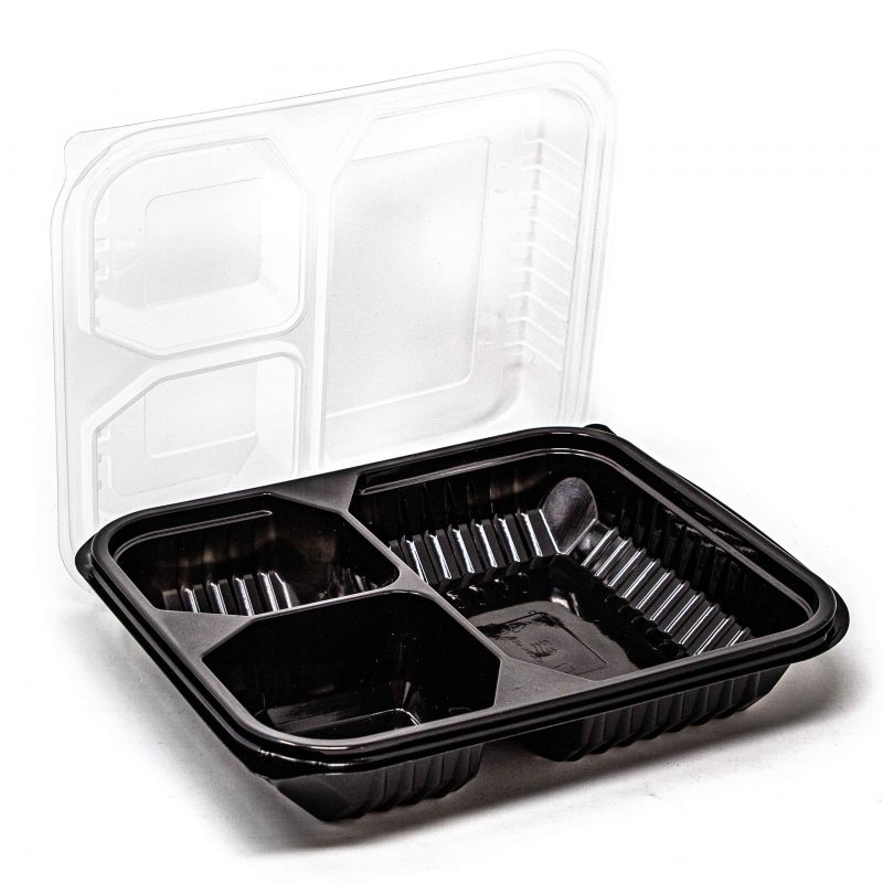 Three Compartment Container For Takeaway Food 