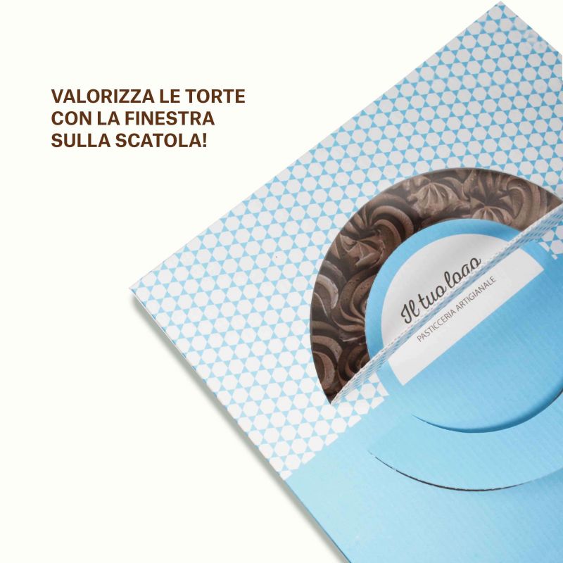 Scatola torta mod. SMILE con manici e finestra plastificata 33x33x12 cm -  Neutre